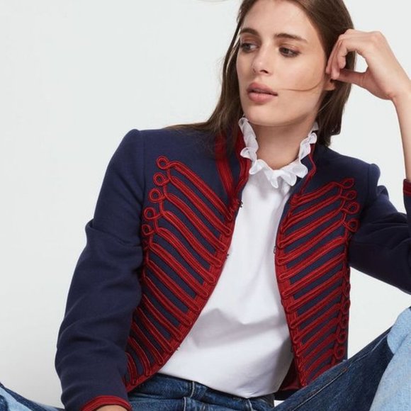 Sandro Hoki Military Jacket in Cobalt Blue 38 6 NWT - Picture 2 of 11